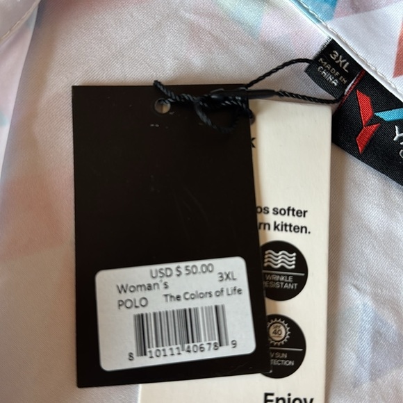 NWT Yatta “Colors of Life” Womens Golf Shirt polo 3XL Rainbow activewear Tennis - Picture 5 of 8